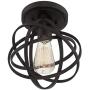 Atom Rustic Industrial Ceiling Light Semi Flush Mount Fixture LED Antique Edison Open Cage Black 8'' Wide for Bedroom Kitchen Living Room Hallway Bathroom - Franklin Iron Works