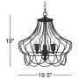 Hansel Bronze Cage Plug in Swag Pendant Chandelier 19 1/2'' Wide Industrial LED Edison 3-Light Fixture for Dining Room House Foyer Kitchen Island Entryway Bedroom Living Room - Franklin Iron Works