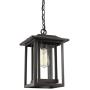 Beionxii Outdoor Pendant Light | Exterior Hanging Lantern, Chain Adjustable, Sand Textured Black with Clear Glass - A197H-1PK