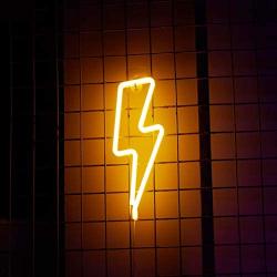 Warm White LED Lightning Bolt neon Signs for Wall Decoration Battery and USB Operated Aesthetic Room Decor neon Sign neon Lights for Kids Room, Bar, Living Room, Christmas, Party, Wedding, Halloween