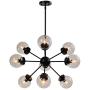 Maxax 9 Lights Sputnik Chandelier Black Semi Flush Mount Ceiling Light Hanging Pendant Lighting for Kitchen Dining Room Bedroom - ETL Listed