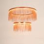 LITFAD Post Modern LED Chandeliers 2-Lights Rose Gold Fringe Suspension Light 110V-120V Home Restaurant Cafe Decoration Hanging Lighting Pendant Light for Bedroom Dining Room Hotel