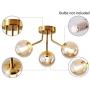 Sputnik Chandelier Ceiling Mounted Light Fixtures Modern Cognac Glass Globe G9 Bulb Lamp (Gold, 3-Light)