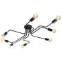 SUSUO Lighting Edison Style Simplicity Close to Ceiling Chandelier Wrought Iron Flushmount Linear Ceiling Light for Living Room,Kitchen,Dining Room - Black Finish,8 Heads