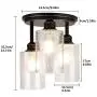 DLLT Industrial Semi Flush Mount Light Fixture, 3-Light Vintage Ceiling Light with Clear Seeded Glass Shade, Chandelier Lighting for Hallway, Kitchen, Dining Room, Entryway, Bedroom, E26 Base-Gold