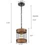 EUL Rustic Kitchen Pendant Hanging Light Wood & Metal Wire Cage Ceiling Lamp Shade Distressed Brown