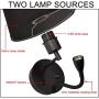 Modern Bedside Up Down Mount Wall Sconce Lighting with Black Linen Fabric Lamp Shade, Classic Reading Sources Gooseneck Nightstand Double Switch 2 Light Fixture for Bedroom Living Room Hotel Office