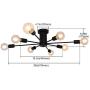 ALISADABOY Ceiling Lamp Black 8 Lights Semi Flush Ceiling Light Vintage Industrial Lighting Fixture for Kitchen Dining Room Foyer Hallway Bedroom Living Room