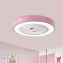 BAYCHEER Acrylic Circle Semi Flush Mount Lighting LED Ceiling Fan Lamp with Remote Control 3 Light Color Changeable Enclosed Fandelier Lamp for Living Room Kitchen Kids Room Hall,Pink