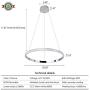 Helych Modern Pendant Lighting LED Chandelier Not Dimmable 1 Ring Acrylic in Crystal Shape Contemporary LED Pendant Light for Dining Room Living Room, Cool White 6000K, Chrome