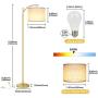 Rottogoon Floor Lamp for Living Room, LED Standing Lamp with 2 Lamp Shades Tall Industrial Floor Lamp Reading for Bedroom, Office, Study Room (9W LED Bulb, Beige & White Shades Included) -Gold