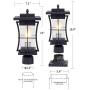 EERU Waterproof Outdoor Post Light Fixture Pole Mount Light with Pier Mount Adapter, Black Finish with Seeded Glass Outdoor Post Lantern for Patio, Garden, Porch and Backyard