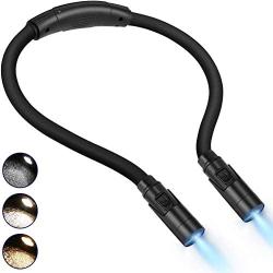 9 Modes LED Book Light Neck Lamp, LUXJET LED Reading Lights with 3 Colours and 3 Brightness Levels, Hug Book Light for Reading in Bed at Night, Knitting, Handcraft Work, Crochet , USB Rechargeable