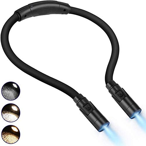 9 Modes LED Book Light Neck Lamp, LUXJET LED Reading Lights with 3 Colours and 3 Brightness Levels, Hug Book Light for Reading in Bed at Night, Knitting, Handcraft Work, Crochet , USB Rechargeable