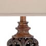 Exeter Traditional Table Lamps Set of 2 Bronze Wood Carved Leaf Creme Rectangular Bell Shade for Living Room Family Bedroom - Regency Hill