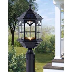 GYDZ Solar Pillar Light Outdoor, Large Solar Post Light, Solar Pier Mount Light Outdoor for Gate Column, Vintage Window Design Die Cast Aluminum in Oil-Rubbed Black with Clear Glass, 21.5H (Remote)