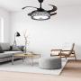 Farmhouse Ceiling Fan with Lights and Remote Control Dimming 42'' Chandelier Fan lamp 3-color Change and 3-speed Change Ceiling Light Fixture Retractable Blades For Home Decoration Living Room Bedroom