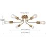 TULUCE Mid Century Modern Ceiling Lighting Industrial Semi Flush Mount Light Fixture Brushed Brass 6 Light Sputnik Chandelier for Kitchen Dining Room Bedroom Living Room Foyer