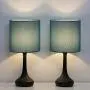 HAITRAL Bedside Table Lamps - Nightstand Lamps Set of 2, Modern Desk Lamp for Bedroom, Living Room, Office with Metallic Base and Fabric Shade - Dark Blue (HT-BTL11-06X2) HAITRAL Bedside Table Lamps - Nightstand Lamps Set of 2, Modern Desk Lamp for Bedroom, Living Room, Office with Metallic Base and Fabric Shade - Dark Blue (HT-BTL11-06X2)