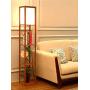 Garwarm LED Shelf Floor Lamp -Asian Wooden Frame-Tall Lights with Organizer Storage Display Shelves-Modern Standing Lamps for Living Room Bedrooms,Brown