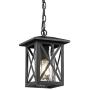 Beionxii Outdoor Pendant Light | Exterior Hanging Lantern Porch Pendant Lights, Sand Textured Black with Water Rippled Glass - A330H-1PK