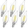 Boncoo E12 Candelabra LED Bulbs Dimmable 60W Equivalent LED Chandelier Light Bulbs 6W Daylight White 5000K 550LM CA11 Flame Tip Vintage LED Filament Candle Bulb with Decorative Candelabra Base 6 Packs