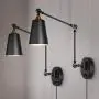 Industrial Plug in Wall Sconces with Matte Black Farmhouse Swing Arm Wall Lamp for Bedroom Bathroom Dining Room Kitchen ( Set of 2 )