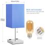 Table Lamp with Outlet, Aooshine Bedside Lamp with Dual 2-Pin Charging Ports, Deep Blue Shade & Sliver Base, Nightstand Lamp Suitable for Bedroom, Living-Room, Office