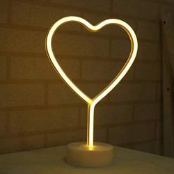 DANIDEER Led Neon Sign Art Decorative Lights Table Decoration Neon Lamp with Base for Kids boy and Girl Bedroom Unique Gift for Any Occasion (Warm White Heart)