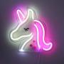 Isaac Jacobs 13'' x 13'' inch LED Neon Pink and White Unicorn Wall Sign for Cool Light, Wall Art, Bedroom Decorations, Home Accessories, Party, and Holiday Decor: Powered by USB Wire (Unicorn)