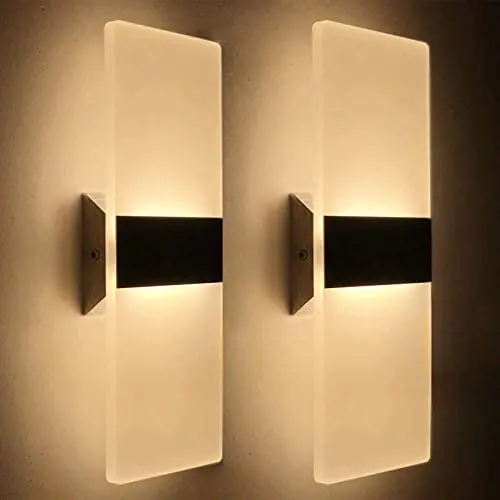 LED Wall Sconce Set of Two Plug in Wowatt Lighting Decor for Living Room Warm White 2700K 12W Modern Wall Lamp Acrylic On/Off Switch Night Light for Pathway, Bedroom, Balcony, Indoor LED Wall Sconce Set of Two Plug in Wowatt Lighting Decor for Living Room Warm White 2700K 12W Modern Wall Lamp Acrylic On/Off Switch Night Light for Pathway, Bedroom, Balcony, Indoor