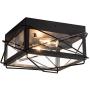 MAYNA Industrial Rectangle Flush Mount Ceiling Light Fixture Black Finish with Glass Lampshade for Hallway Entryway Passway Dining Room Bedroom Balcony Living Room,2-Light, Black