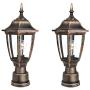 FUDESY 2-Pack FUDESY Outdoor Post Light Pole Lantern Lighting Fixture with E26 Socket 3000K LED Edison Filament Bulb Included (Corded-Electric), Anti Corrosion Plastic Materials, Bronze, FDS2543G