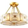 Huajin LED Ceiling Lights Fixtures, Antique European Glass Ceiling Lamps Industrial Edison Copper Pendant Lighting Close to Ceiling Lamp Living Room Bedroom Dining Room Ceiling Lights,60CM