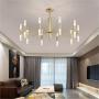 BOKT Post Modern Lighting 20-Light Living Room Chandelier Lighting Island Frosted Glass Lampshade G4 Lamp Socket led Lights Fixture Flush Mount (Gold, Large)