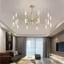 BOKT Post Modern Lighting 20-Light Living Room Chandelier Lighting Island Frosted Glass Lampshade G4 Lamp Socket led Lights Fixture Flush Mount (Gold, Large)