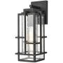 HUANXIN Lighting 1-Light Indoor/Outdoor Wall Sconce, Black with Seeded Glass Shade
