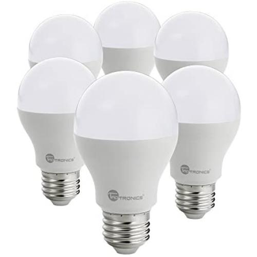 TaoTronics A19 LED Light Bulbs 60 Watt Equivalent, 3000K (Soft White), 810 Lumens, No Flicker, Non-Dimmable - Pack of 6