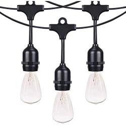 Afirst Outdoor Patio Lights 20Ft with 15 Bulbs Edison String Lights Weatherproof Outdoor String Lights for Backyard Market Deck Party Wedding Black