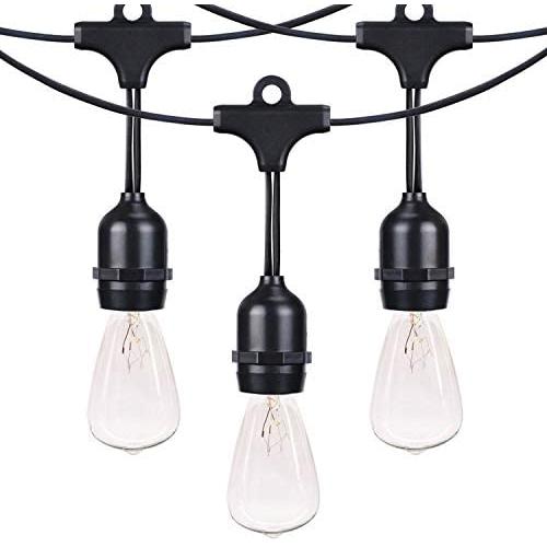 Afirst Outdoor Patio Lights 20Ft with 15 Bulbs Edison String Lights Weatherproof Outdoor String Lights for Backyard Market Deck Party Wedding Black