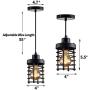 CMNNQ Mini Pendant Light, Metal Cage Shade Hanging Light Fixture, Adjustable Vintage Edison Farmhouse Lamp for Kitchen Island Dining Room Entryway Foyer Table Hallway, 3-Pack (Black)