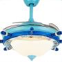 LITFAD Modern LED Ceiling Light Nautical Style Reversible Dome Shade Metal Hanging Ceiling Fan Light with Invisible Blade Flushmount Pendant Light for Living Room Kids Bedroom Childrens Room - Blue