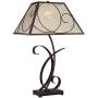 Teri Rustic Farmhouse Table Lamp Scroll Brown Metal Light Mica Tapering Shade for Living Room Bedroom Bedside Nightstand Office Family - Franklin Iron Works