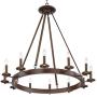 Belmore Oil Rubbed Bronze Large Wagon Wheel Chandelier 40'' Wide Rustic Farmhouse 12-Light Fixture for Dining Room House Foyer Kitchen Island Entryway Bedroom Living Room - Franklin Iron Works