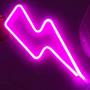 Protecu Pink Neon Lightning Bolt, Decorative Lights LED Neon Signs for Bedroom, 3 AA Battery/USB Powered Neon Sign Shaped Decor Light, Neon Light Sign for Kids, Birthday, Party Room Decor (Pink)