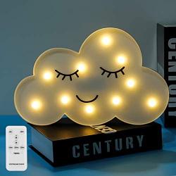 LED Cloud Night Lights Lamps Emoji Face Marquee Light Signs Timer&Remote Control Timer&Dimmable Table Lamp Toy Gifts for Girls Kids Bedroom Kidsroom Home Decor for Birthday Xmas Party(White Cloud)