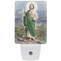 Saints Collection Unique St. Jude Plug In LED Night Light with Automatic Dusk to Dawn Sensor, Devotional Night Light, For Nursery, Bathroom, Bedroom, Kids Room, and Hallway