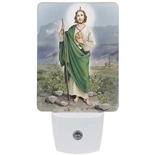 Saints Collection Unique St. Jude Plug In LED Night Light with Automatic Dusk to Dawn Sensor, Devotional Night Light, For Nursery, Bathroom, Bedroom, Kids Room, and Hallway