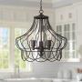 Hansel Bronze Cage Plug in Swag Pendant Chandelier 19 1/2'' Wide Industrial LED Edison 3-Light Fixture for Dining Room House Foyer Kitchen Island Entryway Bedroom Living Room - Franklin Iron Works Hansel Bronze Cage Plug in Swag Pendant Chandelier 19 1/2'' Wide Industrial LED Edison 3-Light Fixture for Dining Room House Foyer Kitchen Island Entryway Bedroom Living Room - Franklin Iron Works