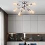 LIGHTESS Sputnik Ceiling Lights Vintage Semi Flush Mount Ceiling Light with 9 UL Sockets Nickel Sputnik Industrial Ceiling Lamp for Kitchen Dining Room Bedroom E26 Base